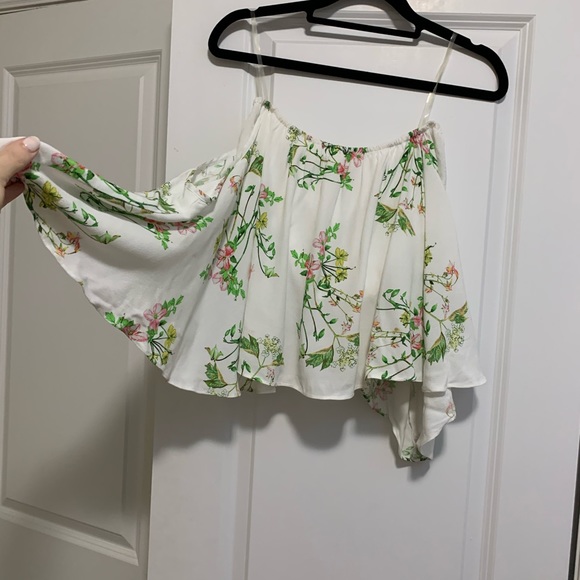white strapless floral print top🌸 - Picture 4 of 5